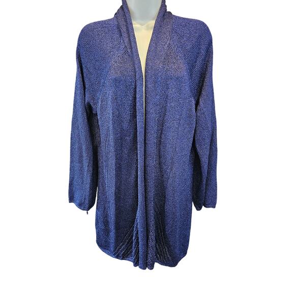 Chicos 3 (XL) purple metallic open cardigan sweater layering knit heavy warm + - Picture 1 of 6
